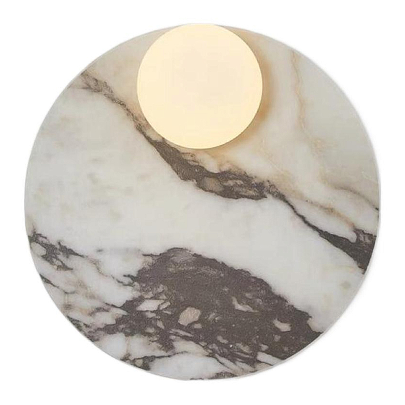Бра круглое с каменным основанием и плафоном из стекла Shaw Marble Lighting Бежевый Бра круглое с каменным основанием и плафоном из стекла Shaw Marble Lighting Бежевый в Тюмени | Loft Concept