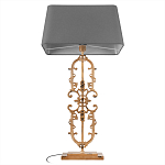 Настольная лампа на ажурном чугунном основании с тканевым серым абажуром Openwork Lamp варинант исполнения - 3 | Loft Concept в Тюмени