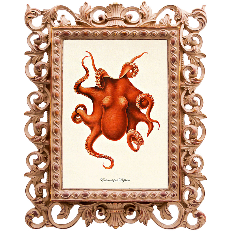 Постер Red Octopus Poster Бежевый Красный Постер Red Octopus Poster Бежевый Красный в Тюмени | Loft Concept