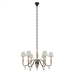 Люстра на металлическом основании с 6-ю белыми тканевыми абажурами Terrain варинант исполнения - 1 | Loft Concept в Тюмени