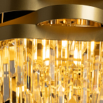 Люстра цвета матового золота с металлическими лентами и длинными прозрачными подвесками Gilded Waves варинант исполнения - 5 | Loft Concept в Тюмени