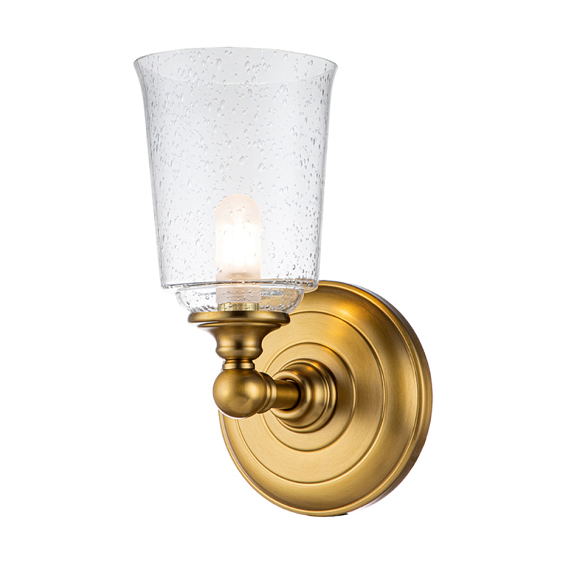 Бра для ванных комнат с прозрачным плафоном из стекла с пузырьками на основании цвета латунь Feiss Матовая латунь Прозрачное Стекло в Тюмени | Loft Concept 