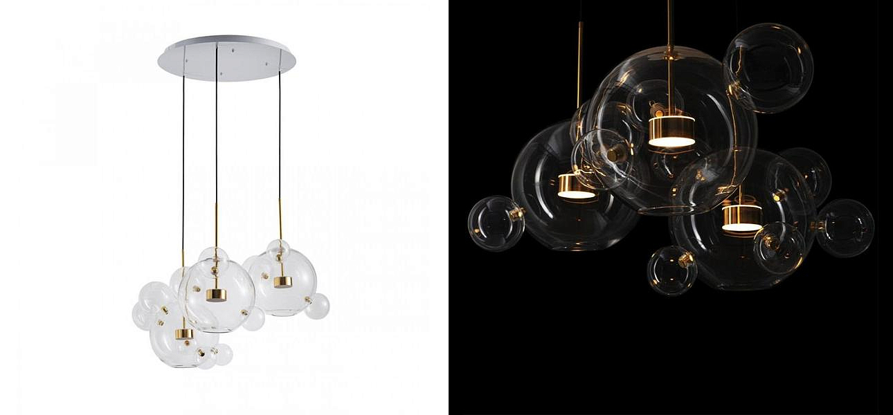 Светодиодный светильник Giopato & Coombes Bubble Chandelier Gold Circle 3 плафона Светодиодный светильник Giopato & Coombes Bubble Chandelier Gold Circle 3 плафона - Loft-Concept в Тюмени
