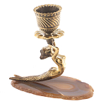 Подсвечник бронзовый из натурального камня агат Stone Candlestick варинант исполнения - 2 | Loft Concept в Тюмени