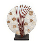 Настольная лампа из перламутра и дерева на подставке Indonesian Round Shell варинант исполнения - 3 | Loft Concept в Тюмени