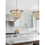 Люстра с подвесками в виде круглых деревянных белых бусин White Wooden Beads Chandelier варинант исполнения - 1 | Loft Concept в Тюмени