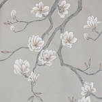 Обои ручная роспись Magnolia Canopy Original Colourway on Oyster Shell metallic silk варинант исполнения - 1 | Loft Concept в Тюмени