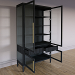 Витрина Primo со стеклянными фасадами и 2 ящиками Черный дуб варинант исполнения - 9 | Loft Concept в Тюмени