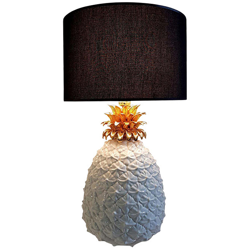 Настольная лампа с абажуром и декором в виде ананас Pineapple Black Lampshade Черный Белый Золотой Настольная лампа с абажуром и декором в виде ананас Pineapple Black Lampshade Черный Белый Золотой в Тюмени | Loft Concept