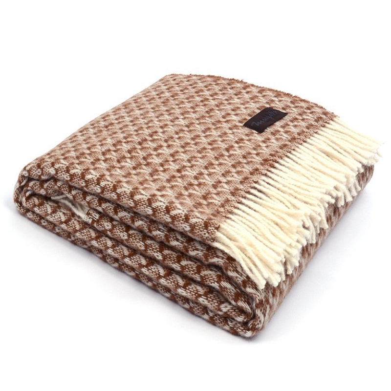 Плед BRIAS TRIANGLE 1200 Marzotto Бежево-серый Коричневый в Тюмени | Loft Concept 