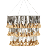 Люстра трехъярусная с декором из круглых деревянных бусин с кисточками Gray Brown Wooden Beads Chandelier варинант исполнения - 3 | Loft Concept в Тюмени