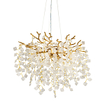 Люстра подвесная золотого цвета с декоративными ветвями и прозрачными рельефными подвесками FAIRYTREE Light варинант исполнения - 1 | Loft Concept в Тюмени