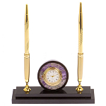 Часы настольные с двумя ручками из натурального камня Stone Clock варинант исполнения - 1 | Loft Concept в Тюмени