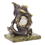 Часы настольные бронзовые в виде русалочки из натурального камня Змеевик Mermaid Stone Clock варинант исполнения - 3 | Loft Concept в Тюмени