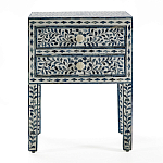 Тумбочка прикроватная White Pearl BEDSIDE CABINET 2 blue DRAWER варинант исполнения - 1 | Loft Concept в Тюмени