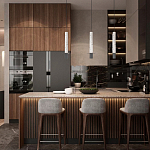 Подвесной светильник с узким цилиндрическим плафоном и черным металлическим декором Concrete Pipe варинант исполнения - 14 | Loft Concept в Тюмени