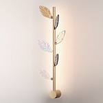 Бра с золотистой вертикальной трубкой и декоративными прозрачными листьями из стекла Sylva  варинант исполнения - 3 | Loft Concept в Тюмени