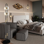 Торшер с 2-мя прозрачными стеклянными плафонами и золотистыми декоративными вставками Virelia варинант исполнения - 2 | Loft Concept в Тюмени