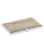 Визитница карманная металлическая с накладкой из натурального камня Агат Stone Business Card Holders  варинант исполнения - 2 | Loft Concept в Тюмени