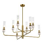 Люстра с 8-ю плафонами в форме стеклянных трубок и мраморных декоративных элементов Montreal варинант исполнения - 9 | Loft Concept в Тюмени