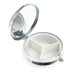 Таблетница карманная круглая с 3-мя отделениями с зеркалом и накладкой из натурального камня Жадеит Silver Stone Pillboxes варинант исполнения - 2 | Loft Concept в Тюмени