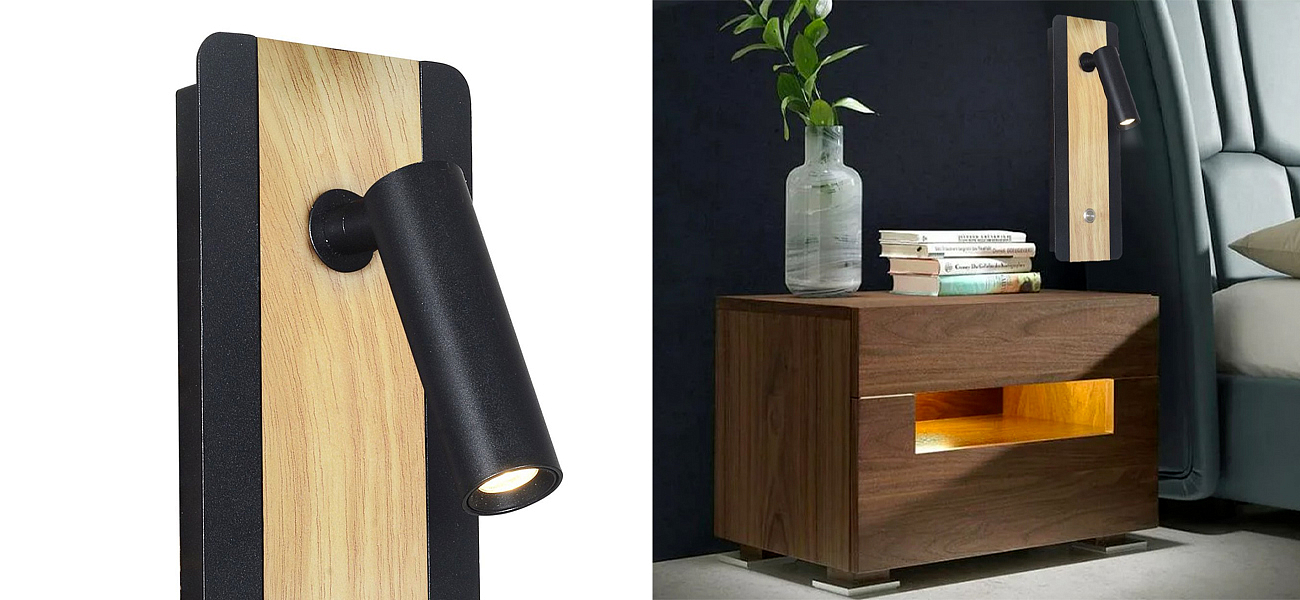 Бра с поворотным спотом GAVIN WOOD Light Бра с поворотным спотом GAVIN WOOD Light - Loft-Concept в Тюмени