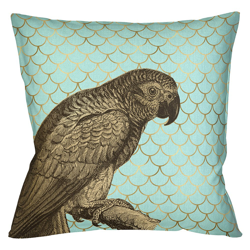 Подушка Safari light blue parrot Бирюзовый Глянцевое золото Подушка Safari light blue parrot Бирюзовый Глянцевое золото в Тюмени | Loft Concept