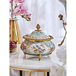 Шкатулка с крышкой из голубого фарфора с риунком птиц и цветов Blue Garden варинант исполнения - 3 | Loft Concept в Тюмени