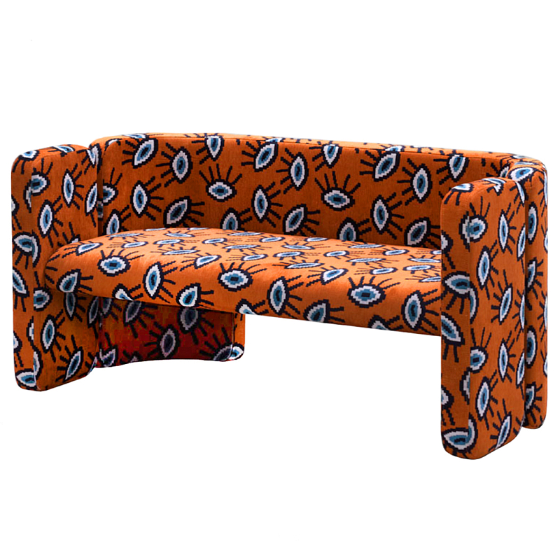Акцентный Двухместный Диван Leela Оранжевый Орнамент Оранжевый в Тюмени | Loft Concept 