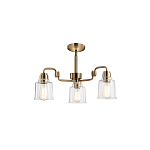 Люстра цвета латунь с 3-мя прозрачными стеклянными плафонами Kichler варинант исполнения - 3 | Loft Concept в Тюмени
