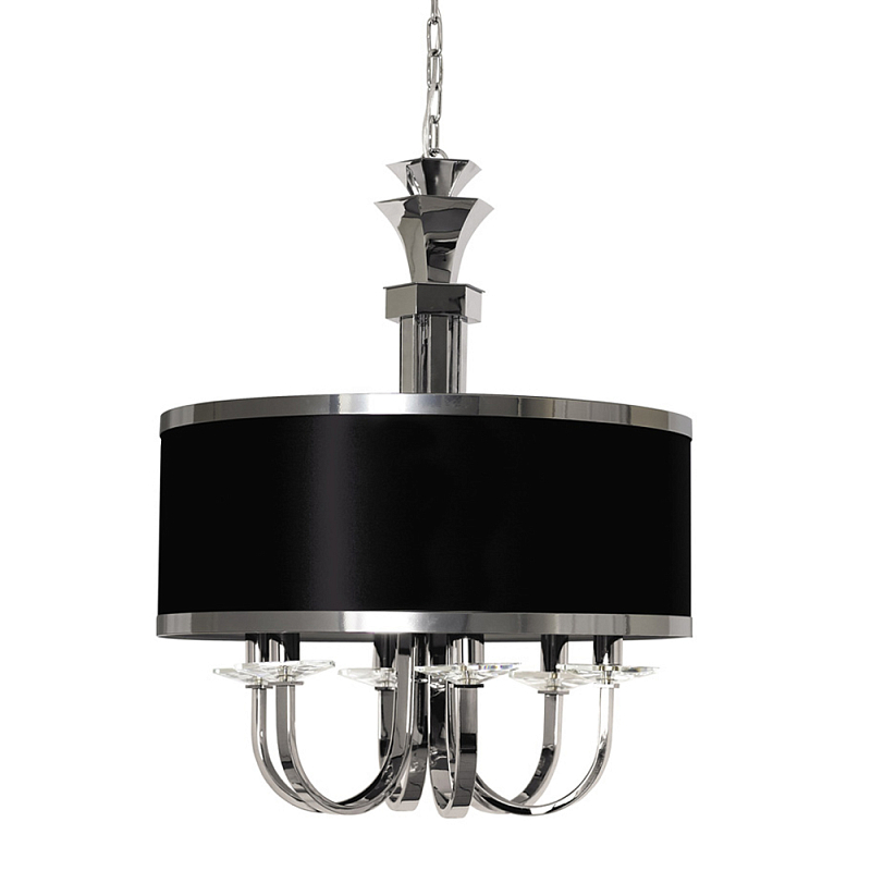 Люстра подвесная круглая с черным абажуром и чашей крепления в форме многогранника Natural Concepts Хром Сталь Золотой в Тюмени | Loft Concept 