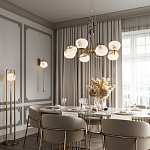 Подвесной светильник с шарообразным плафоном из белого стекла с подвеской из камня и кисточкой Agatelle варинант исполнения - 5 | Loft Concept в Тюмени