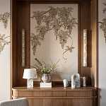 Обои с вышивкой ручной работы Deco Wisteria ﻿Midas colourway on Liso Pearl wool sateen варинант исполнения - 4 | Loft Concept в Тюмени