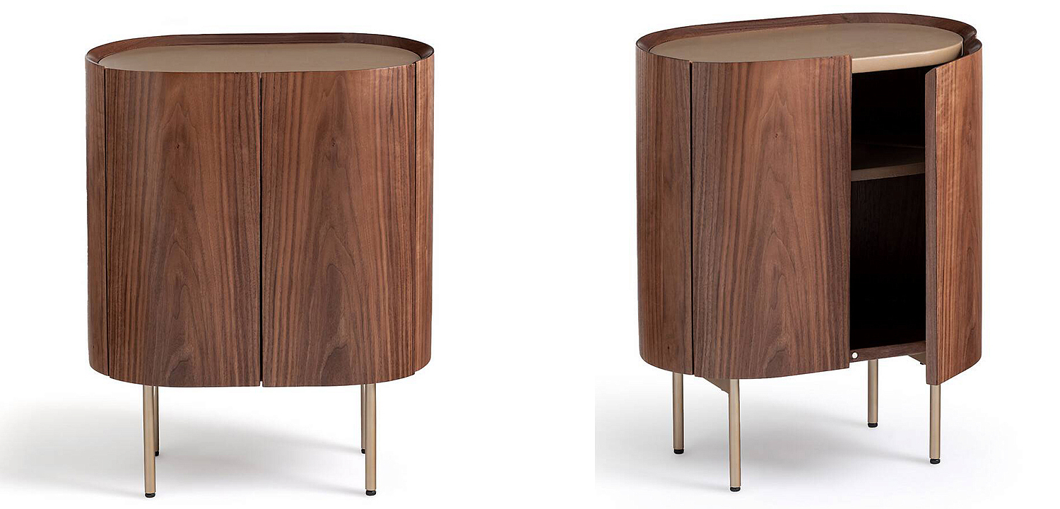 Тумба округлой формы Walnut and Leather массив ореха и столешница из натуральной кожи Тумба округлой формы Walnut and Leather массив ореха и столешница из натуральной кожи - Loft-Concept в Тюмени