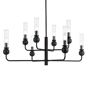 Люстра с 8-ю плафонами в форме стеклянных трубок и мраморных декоративных элементов Montreal