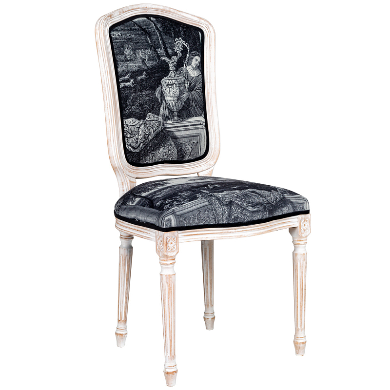 Стул Fontainebleau Stool Черно-белый Белый винтажная патина Стул Fontainebleau Stool Черно-белый Белый винтажная патина в Тюмени | Loft Concept