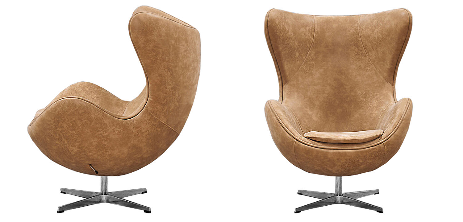 Кресло яйцо Egg Chair коричневая винтажная кожа Кресло яйцо Egg Chair коричневая винтажная кожа - Loft-Concept в Тюмени