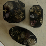 Шкатулка из эпоксидной смолы с цветами черная Epoxy Resin Oval Box Black варинант исполнения - 5 | Loft Concept в Тюмени