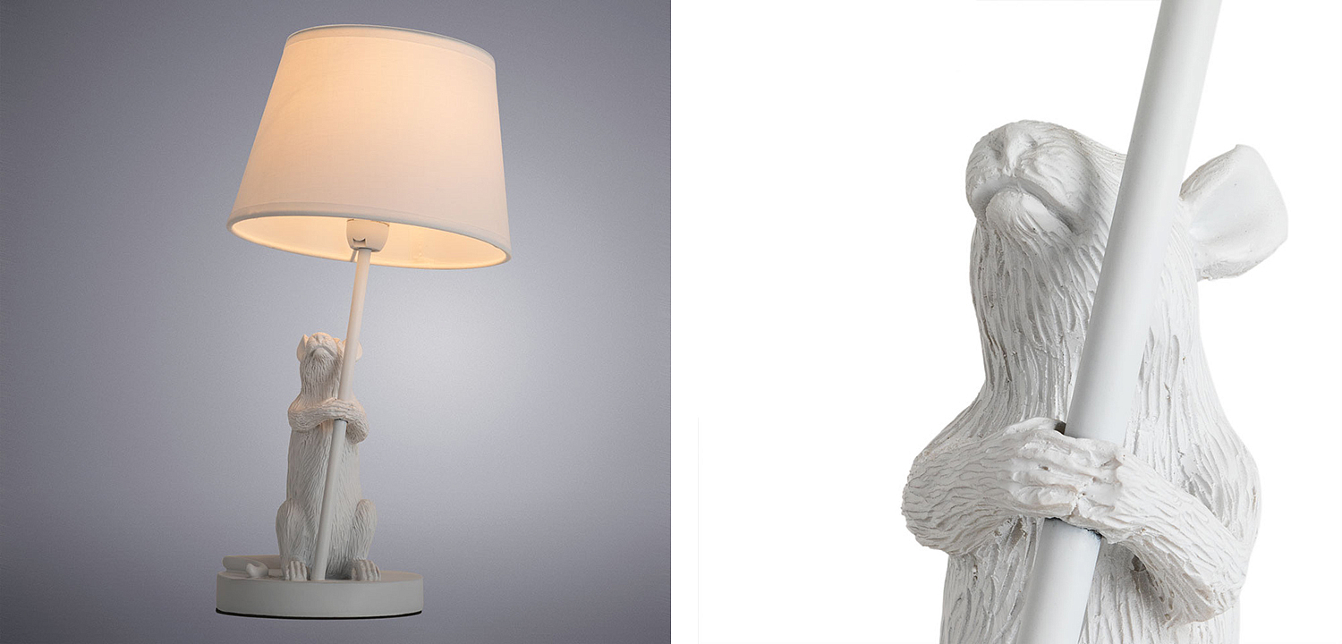 Настольная лампа White Mouse holding a lamp Настольная лампа White Mouse holding a lamp - Loft-Concept в Тюмени