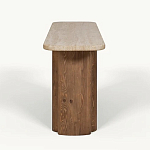 Консоль с овальной столешницей и фактурным деревянным основанием Enzo варинант исполнения - 1 | Loft Concept в Тюмени