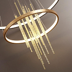 Люстра подвесная с 2-мя круглыми подвесами в черном и золотистом цвете и вертикальными подвесками Ring Horizontal варинант исполнения - 3 | Loft Concept в Тюмени