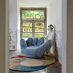 Дизайнерское плюшевое кресло в форме руки голубое Poltronova Joe Plush Baby Blue Armchair варинант исполнения - 4 | Loft Concept в Тюмени