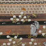 Обои ручная роспись The Art of Learning and Steps for the Flowers by Teo Yang Special Colourway on purple painted Xuan paper варинант исполнения - 2 | Loft Concept в Тюмени