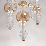 Люстра с плафонами из прозрачного и янтарного стекла в виде шаров и ромбов Gabriel Scott Luna варинант исполнения - 10 | Loft Concept в Тюмени