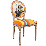 Стул бежевый в разноцветную полоску из натурального бука с изображением птиц и цветов Blooming Birds Colorful Stripes Chair варинант исполнения - 2 | Loft Concept в Тюмени