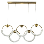 Линейная люстра с плафонами в виде пяти колец Five Rings Gilbertine Linear Chandelier варинант исполнения - 2 | Loft Concept в Тюмени