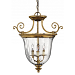 Люстра подвесная цвета латунь с прозрачным стеклянным плафоном и тремя лампами в классическом стиле на цепи Hinkley варинант исполнения - 1 | Loft Concept в Тюмени