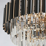 Люстра из черного металла с многоярусными подвесками из прозрачного хрусталя на золотой цепи Empire Black Chandelier Crystal варинант исполнения - 5 | Loft Concept в Тюмени