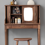 Туалетный стол деревянный с ящиком и зеркалом Moon Walnut Furniture варинант исполнения - 5 | Loft Concept в Тюмени