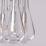 Люстра с 7-ю прозрачными плафонами из стекла в форме капли на круглом потолочном основании цвета хром Lucid Rain  варинант исполнения - 8 | Loft Concept в Тюмени